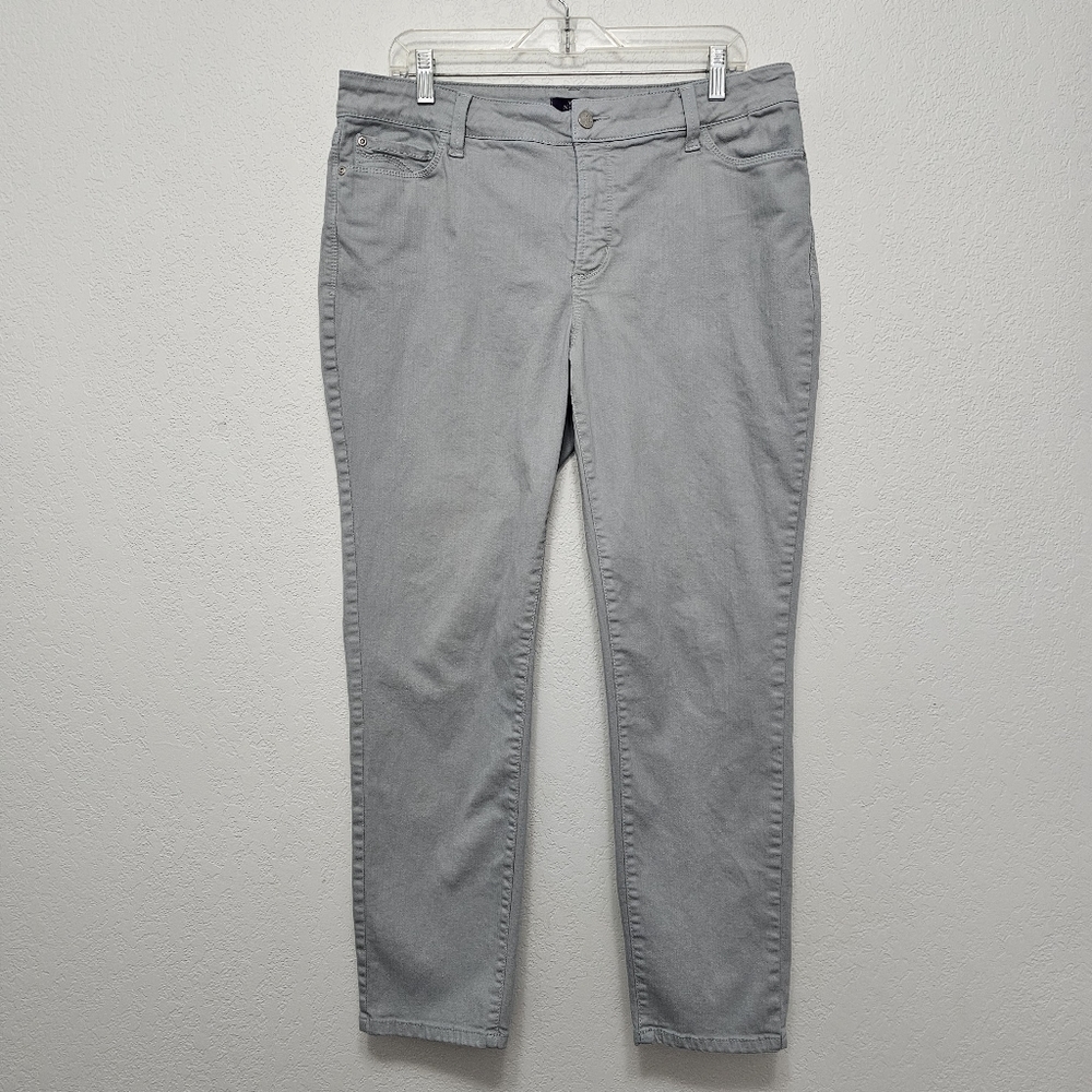 NYDJ Clarissa Stretch Ankle Jeans Gray-Blue Skinny Jeans Size 14